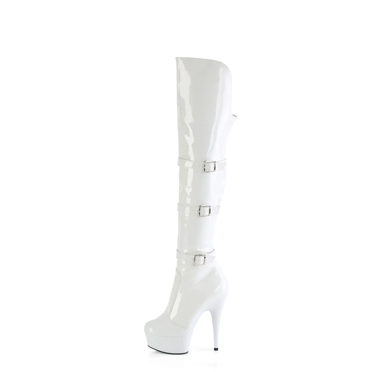 6 Inch Heel DELIGHT-3018 White Stretch Patent