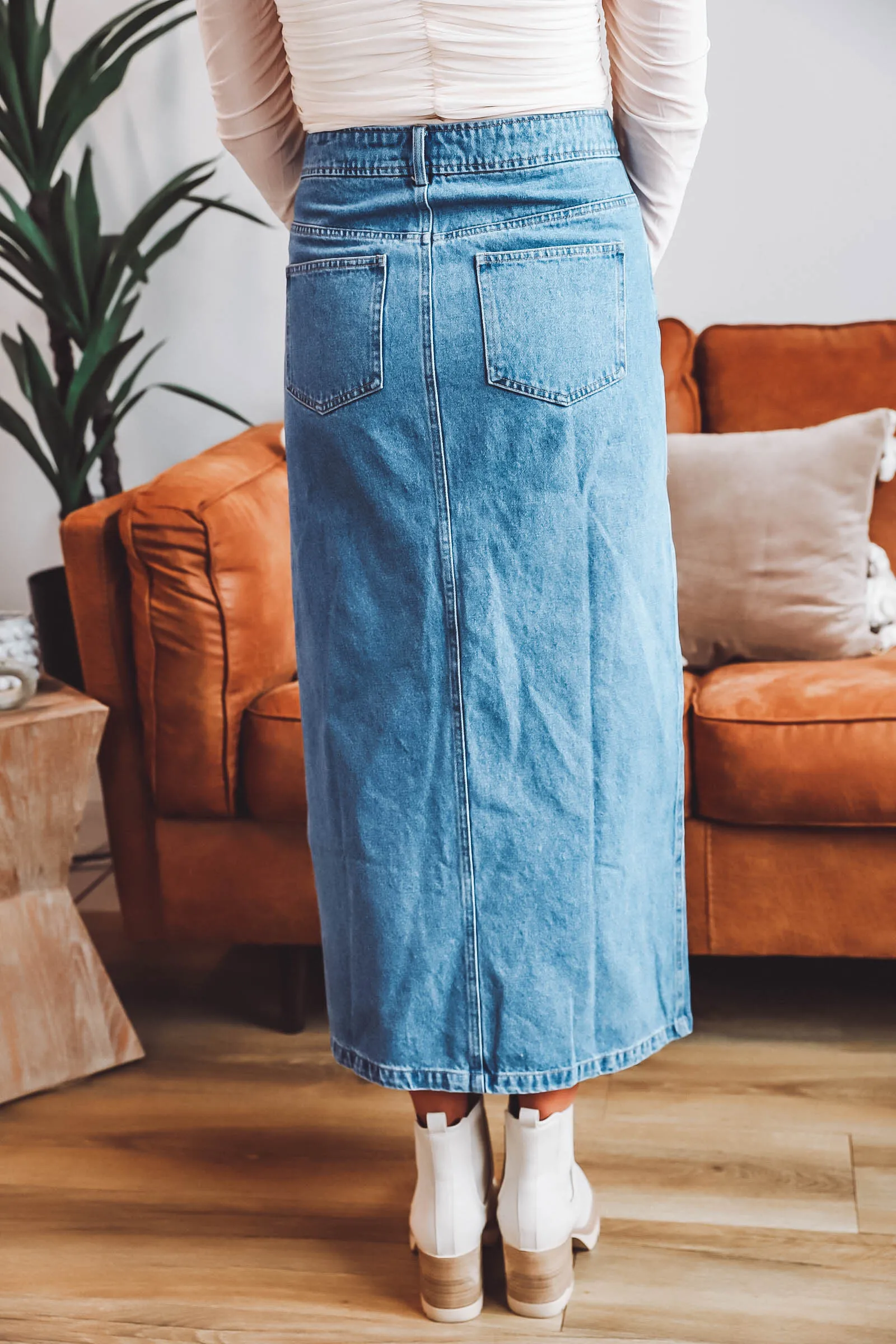 Ava Denim Midi Skirt