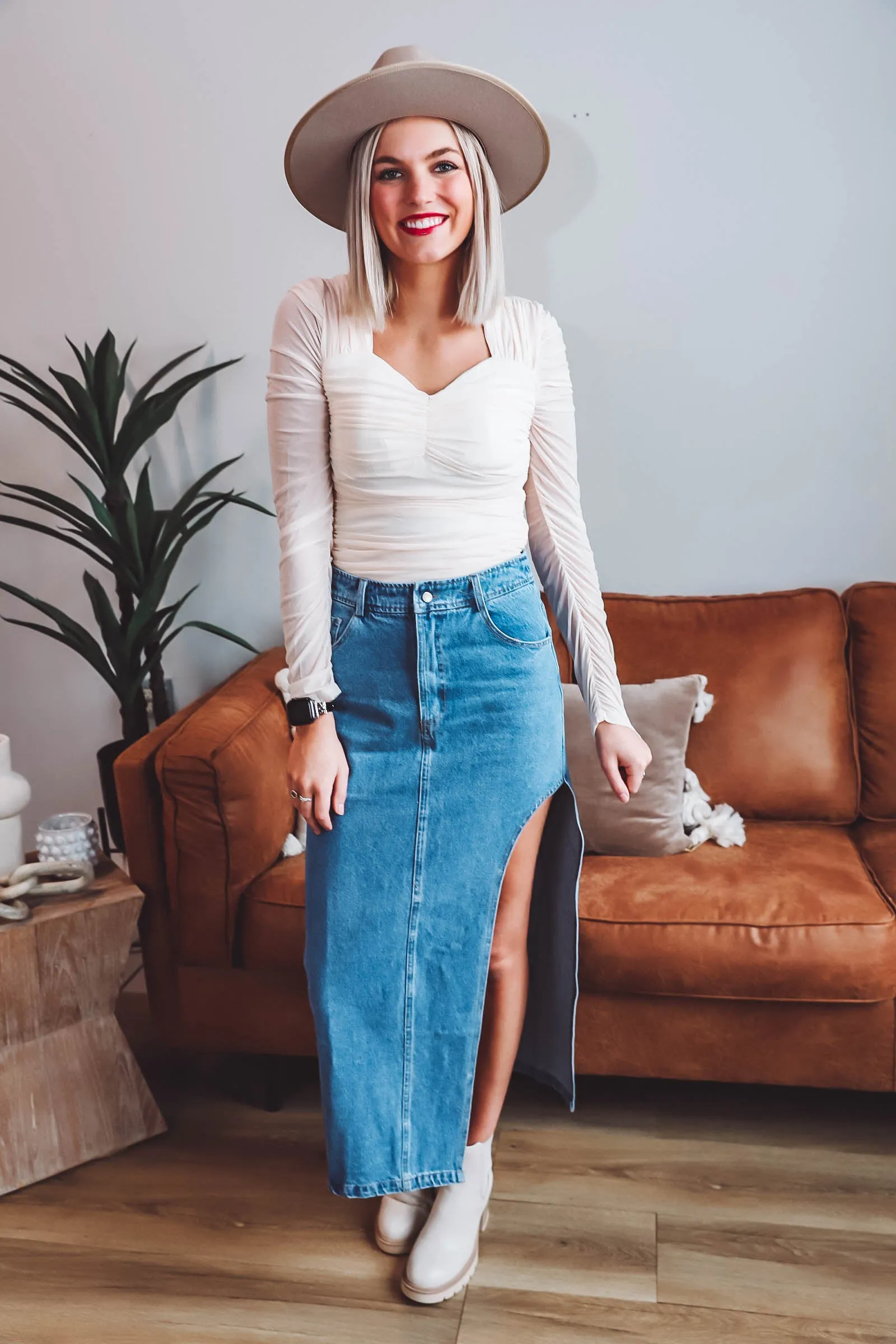 Ava Denim Midi Skirt