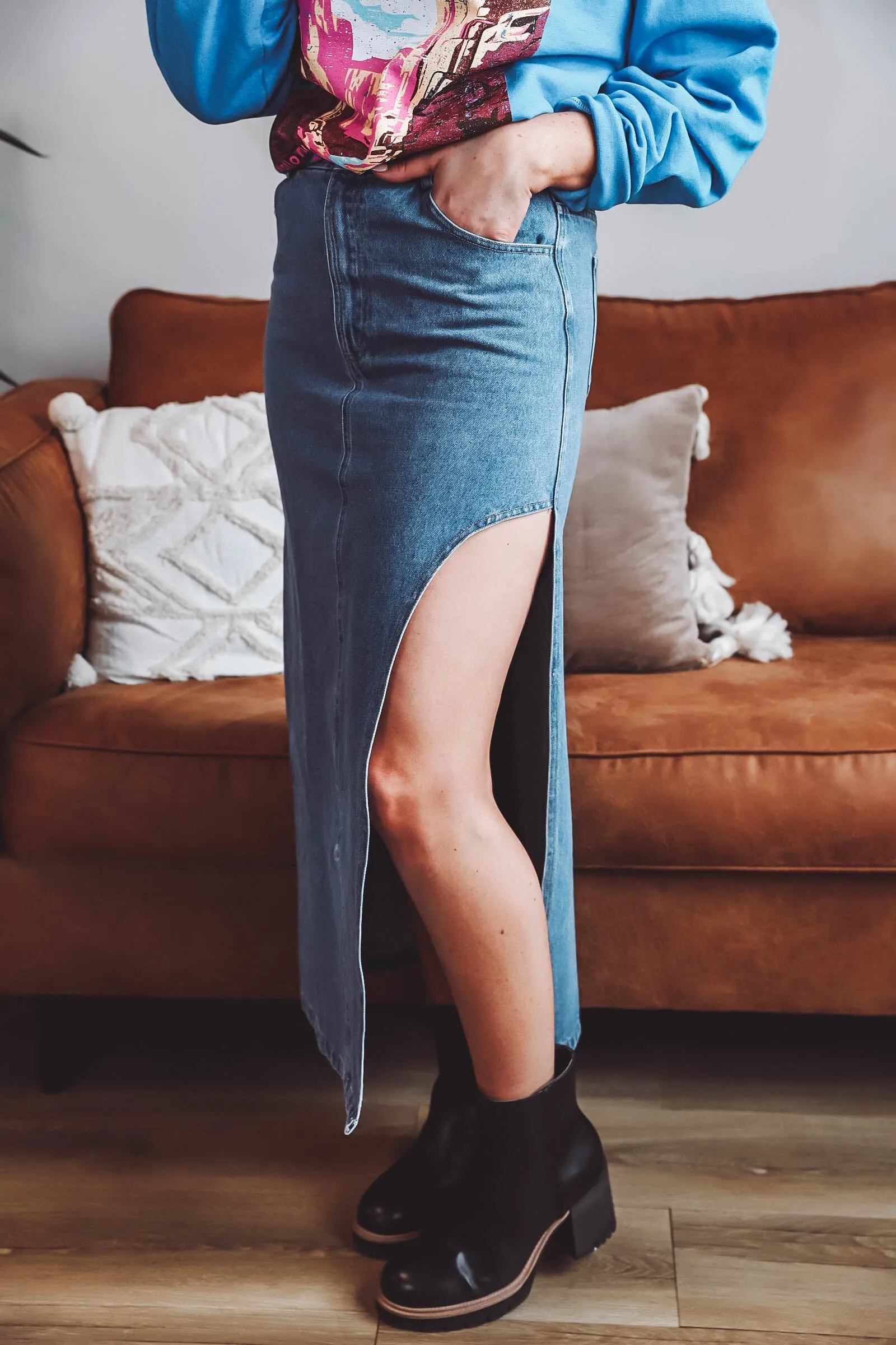 Ava Denim Midi Skirt