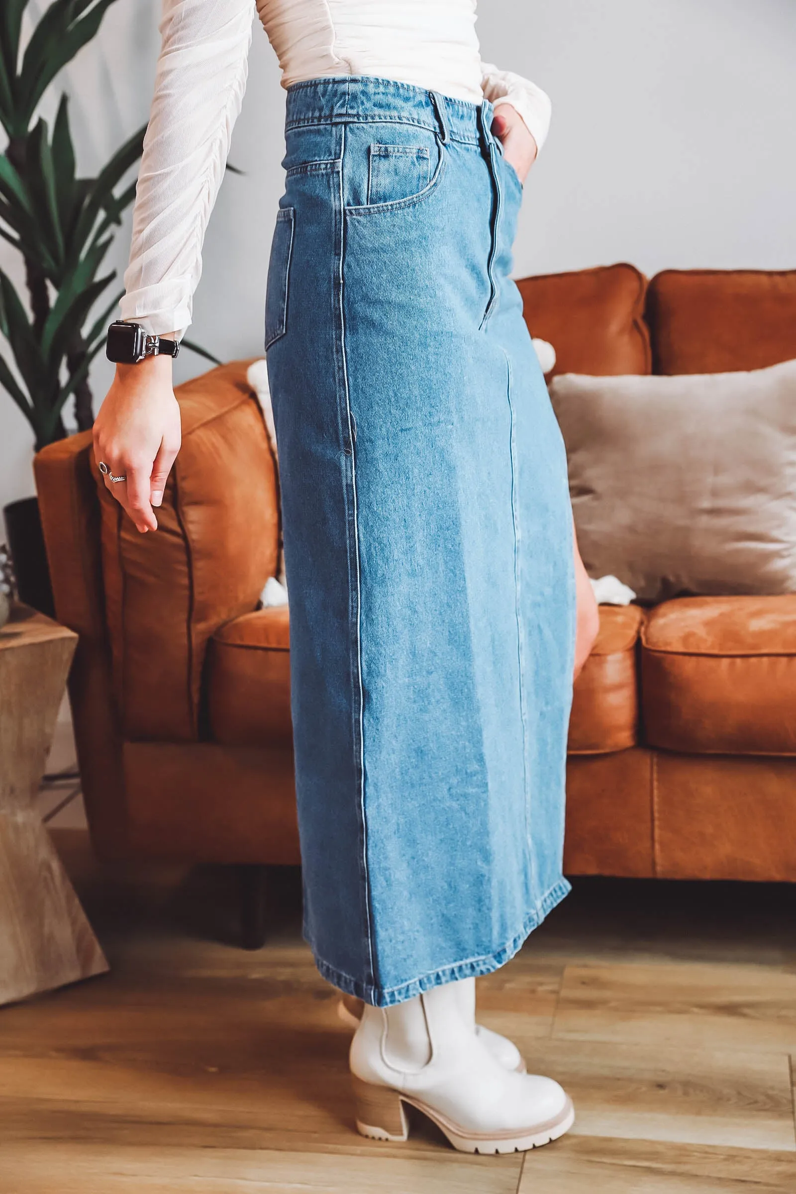 Ava Denim Midi Skirt