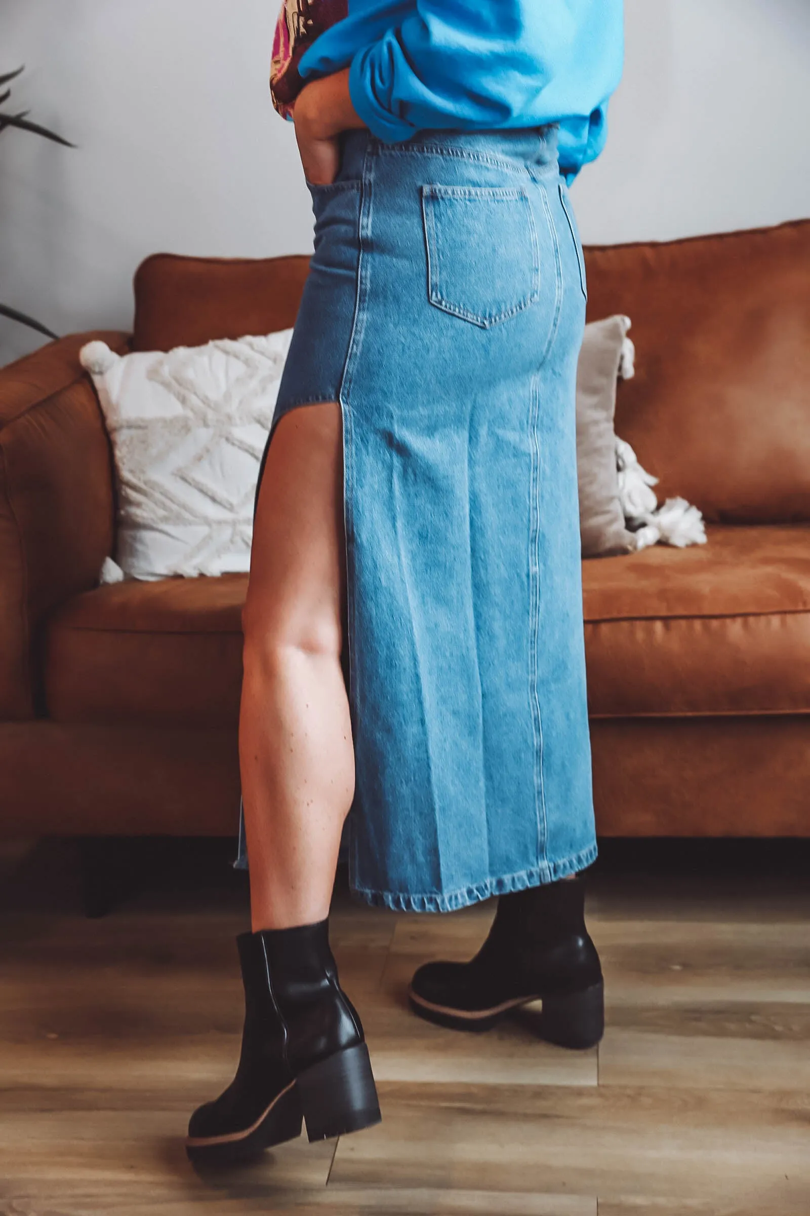 Ava Denim Midi Skirt