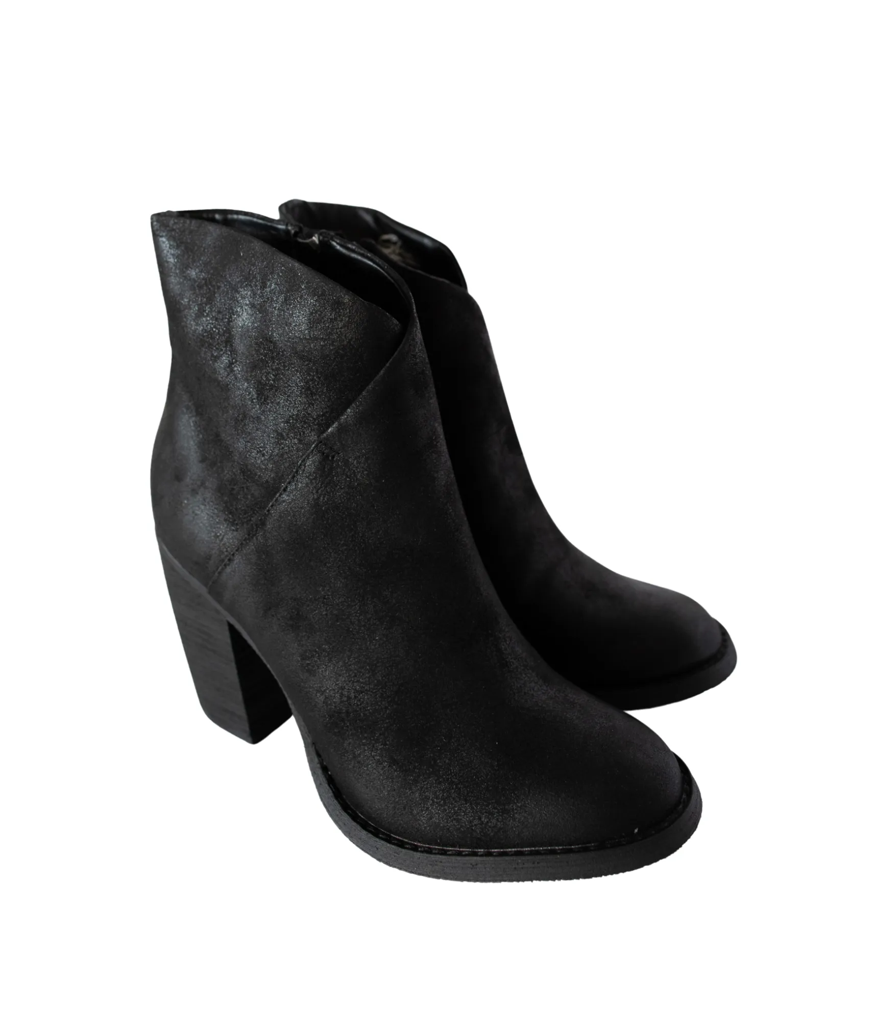 Bennington Asymmetrical Fold Over Ankle Boot in Black