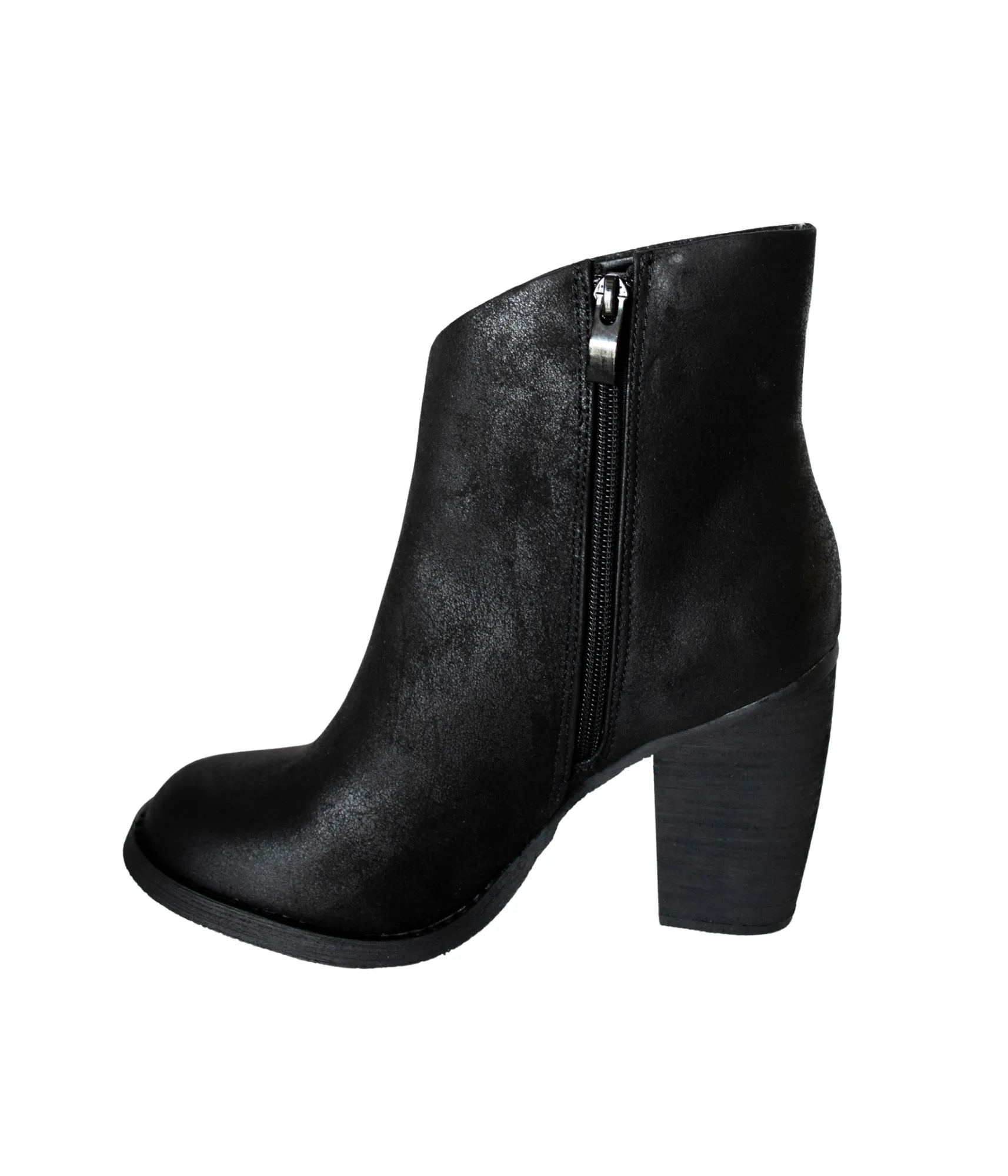 Bennington Asymmetrical Fold Over Ankle Boot in Black