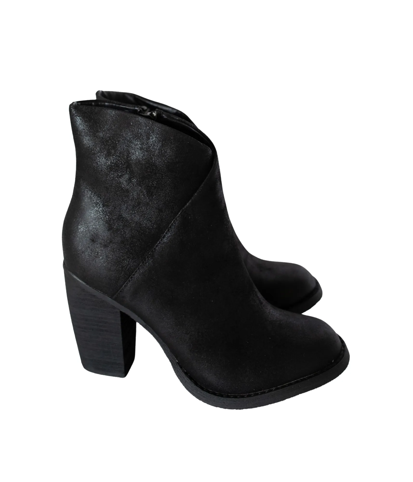 Bennington Asymmetrical Fold Over Ankle Boot in Black