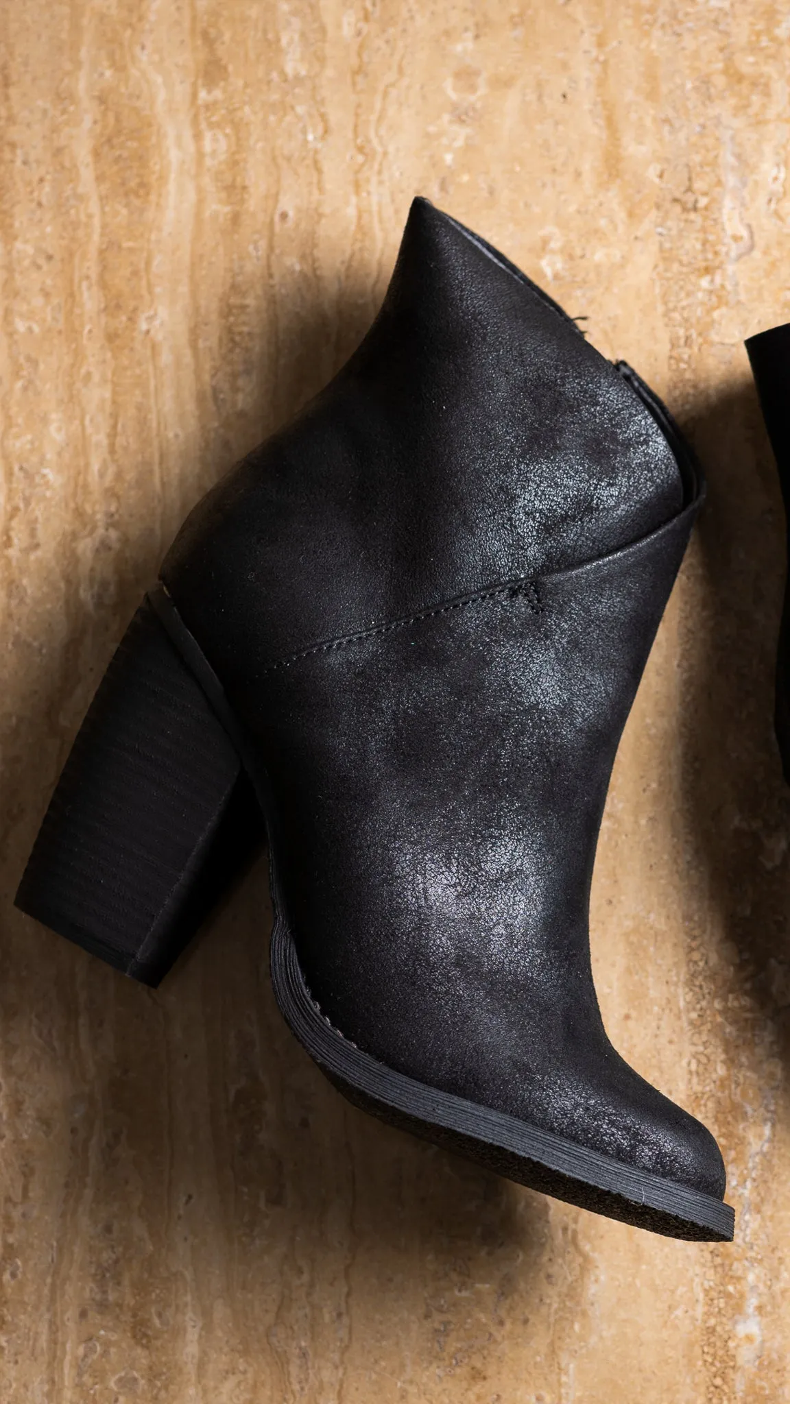 Bennington Asymmetrical Fold Over Ankle Boot in Black