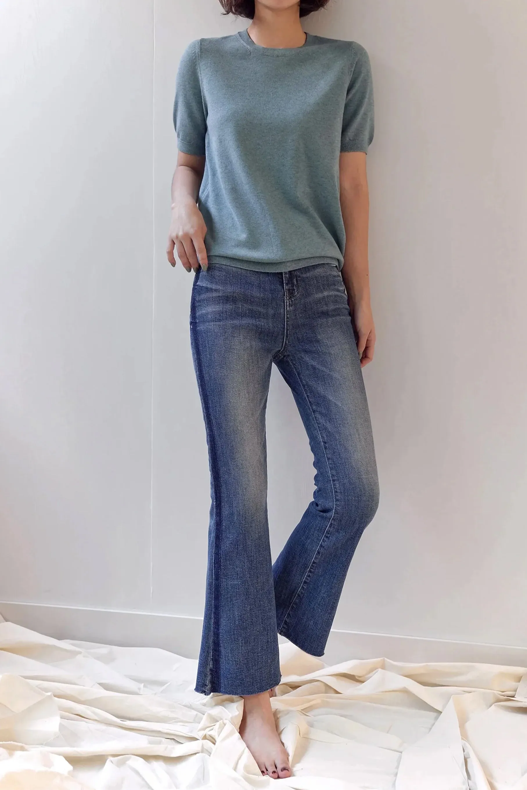 Betsy Contrast Denim Jeans, Deep Blue