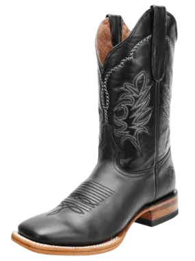 Black Napa Leather Square Toe Rodeo Boot