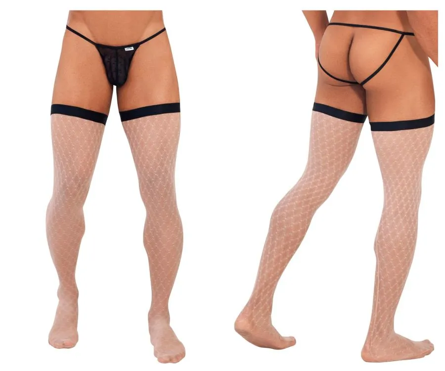 CandyMan 99735 Mesh Thigh Highs Color Beige