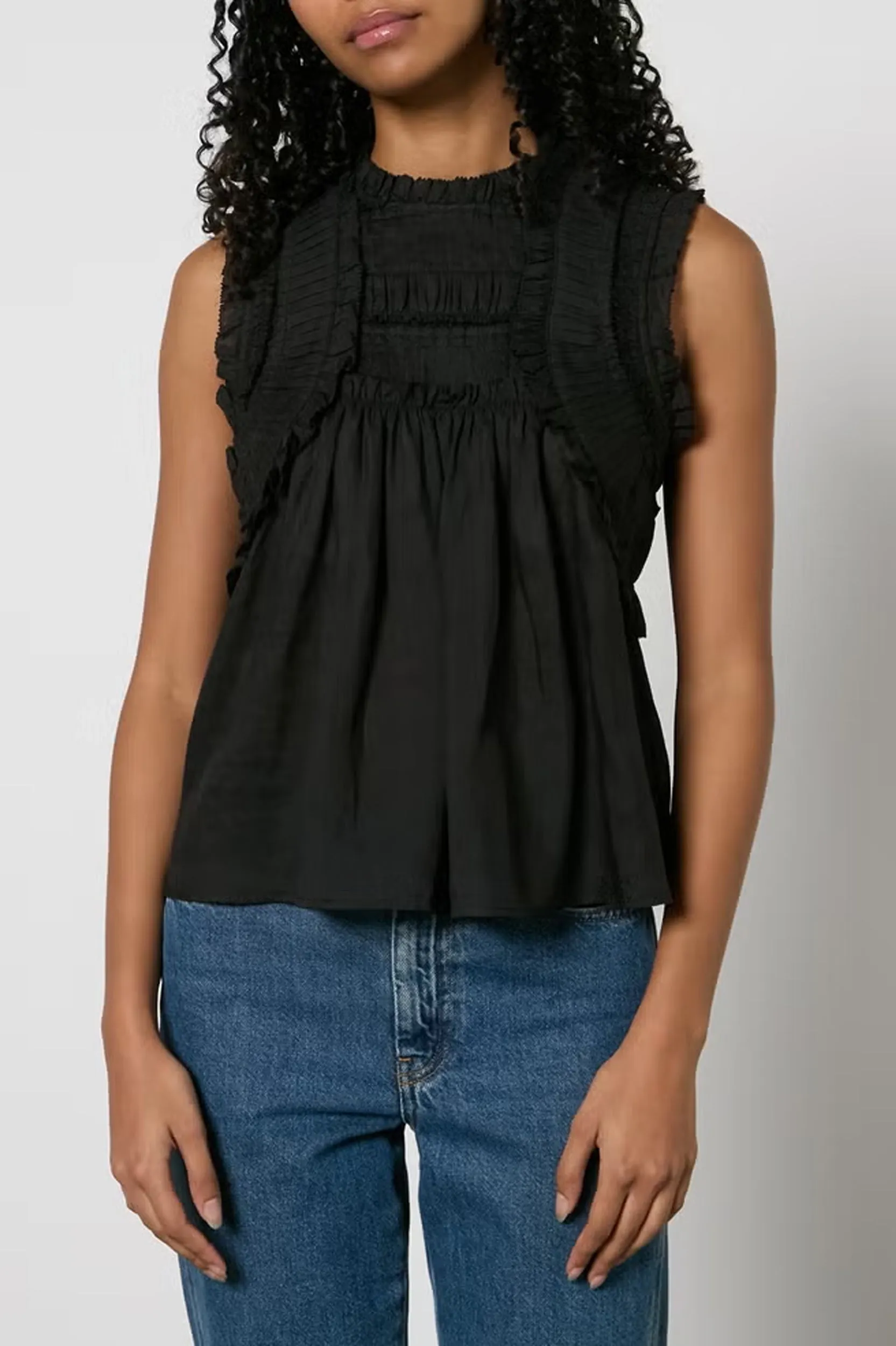 Cole Smocked Tank in Black