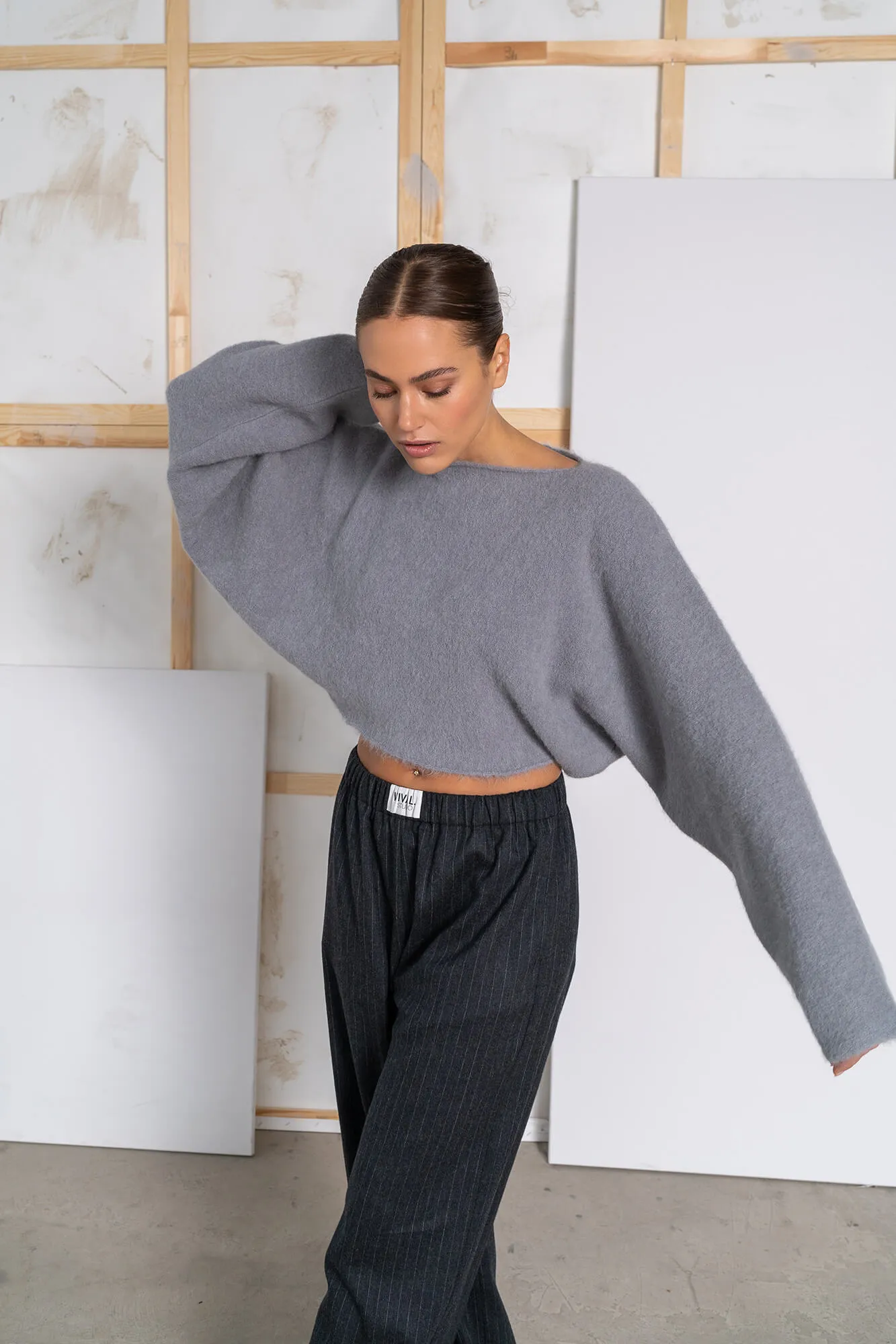 Cropped Pullover Karly (Grau)