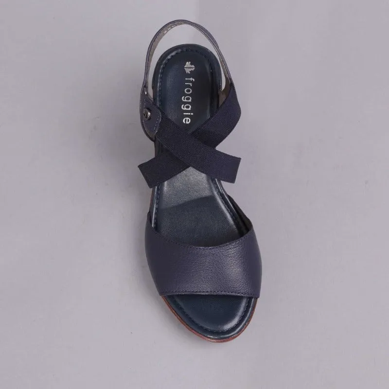 Crossover Wedge Sandal in Navy - 12288