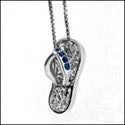 Cubic Zirconia Cz Flip-Flop Pave Set Charm Pendant