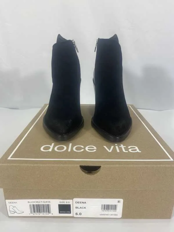 DEENA BOOTIES BLACK MULTI SUEDE - re:vita