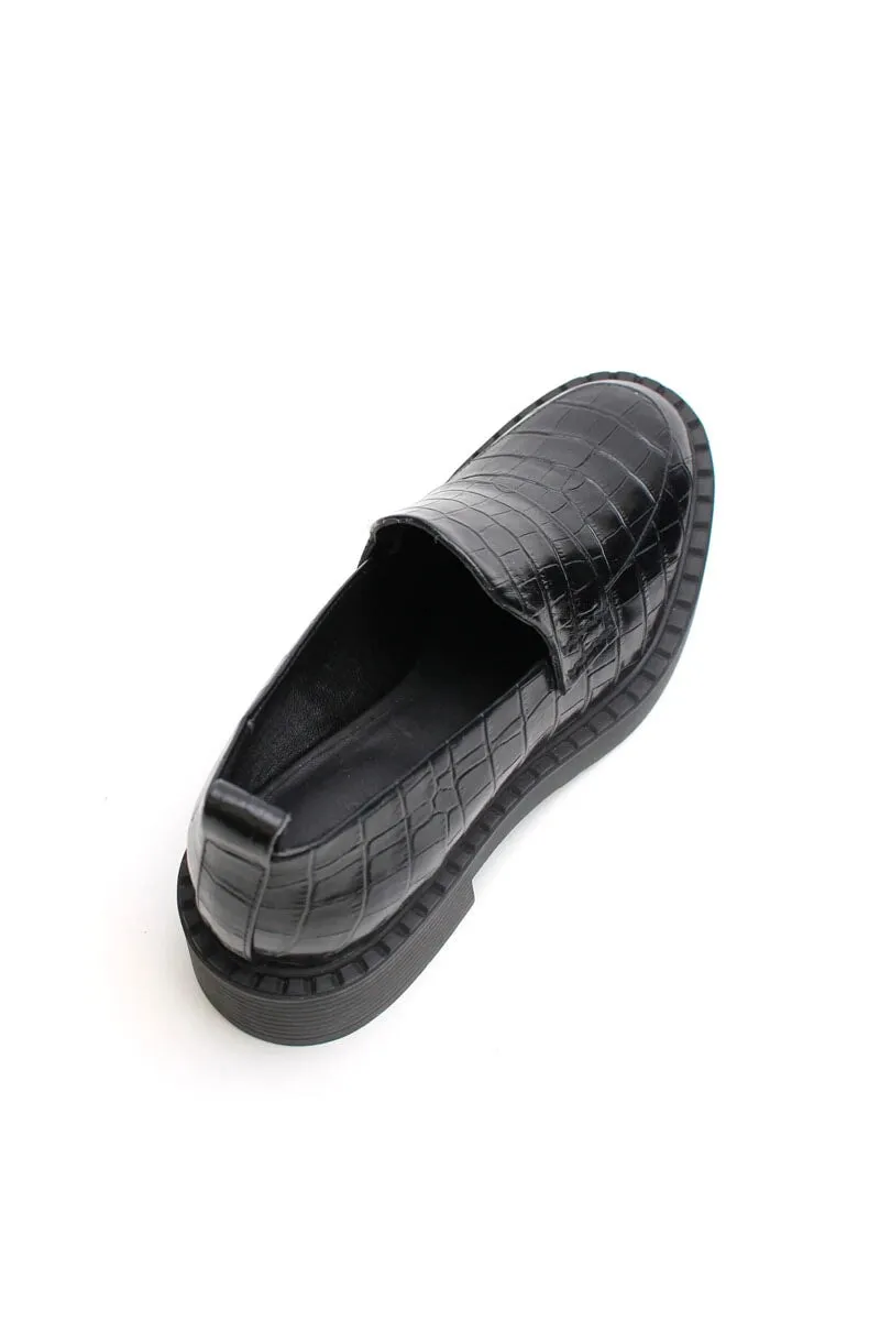 FLEUR LOAFER-BLACK CROC