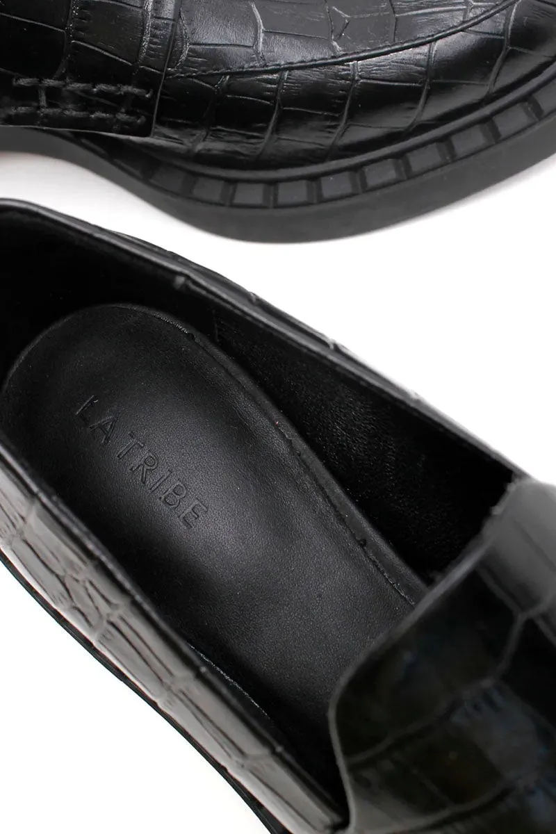 FLEUR LOAFER-BLACK CROC