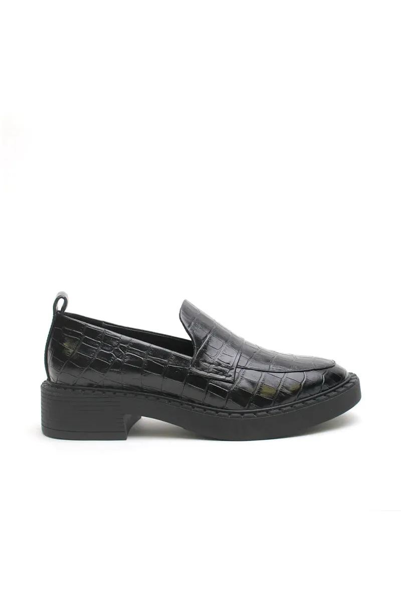 FLEUR LOAFER-BLACK CROC