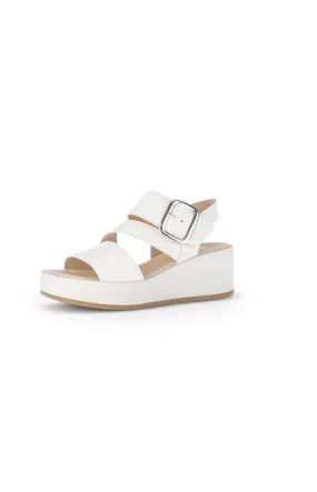 Gabor Buckle Wedge Sandal in White