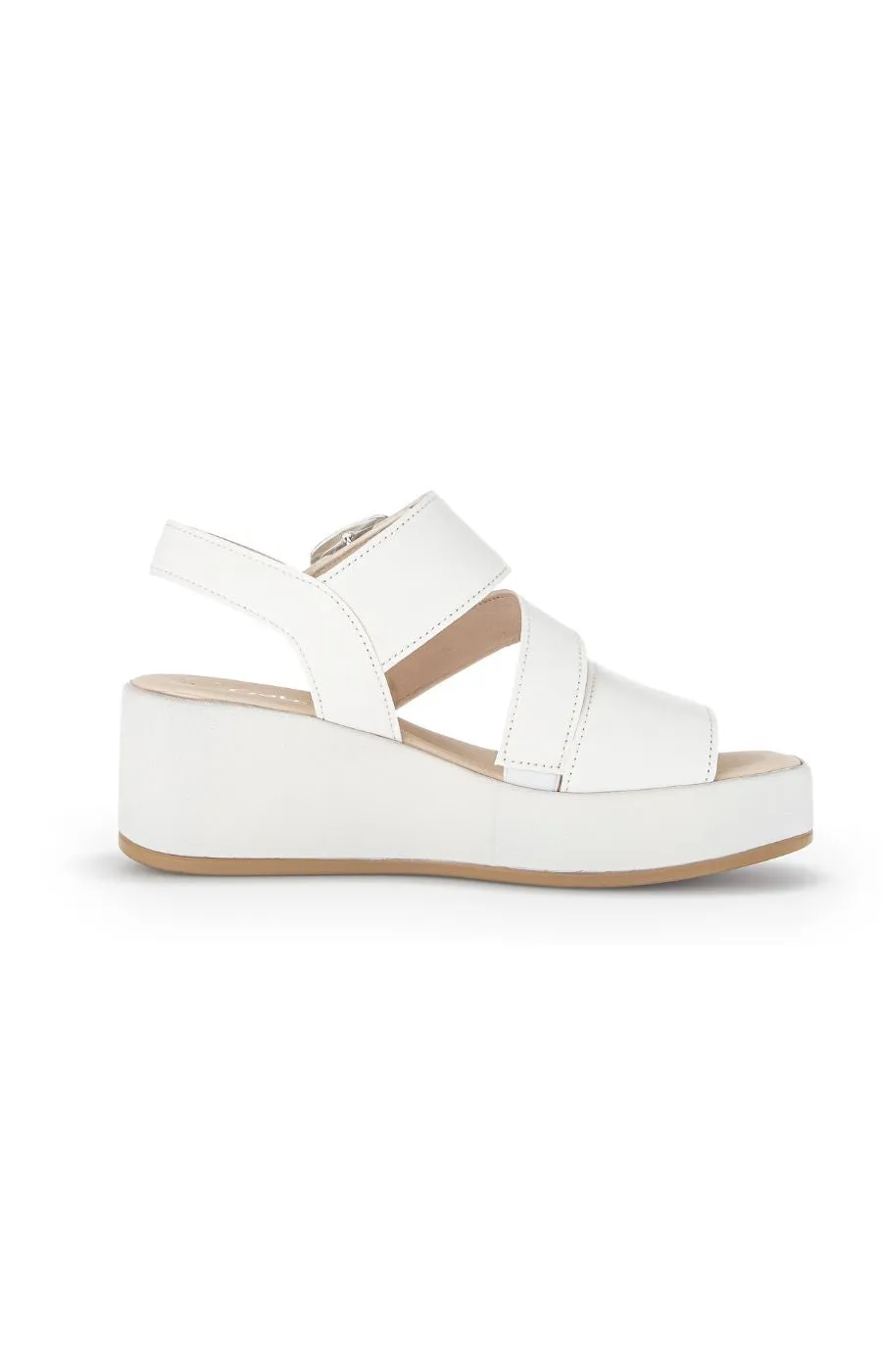 Gabor Buckle Wedge Sandal in White