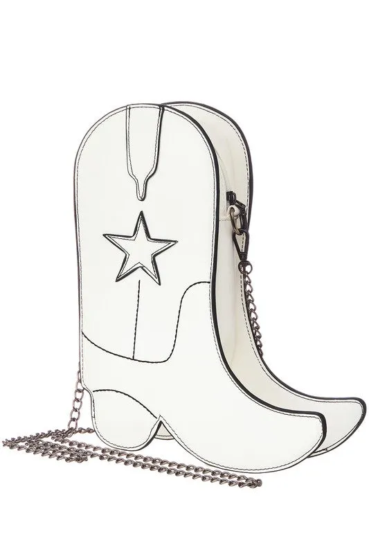 Giddy Up Crossbody Boot Bag- White