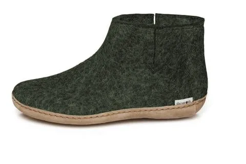 Glerups - Slipper Boot Leather Sole Forest