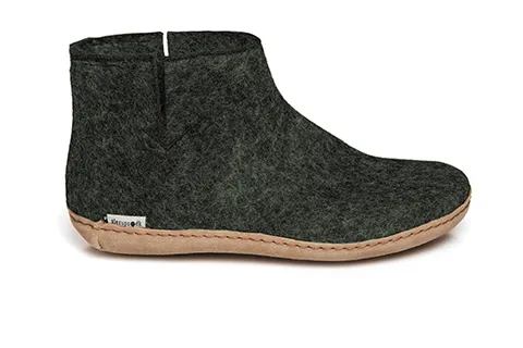 Glerups - Slipper Boot Leather Sole Forest