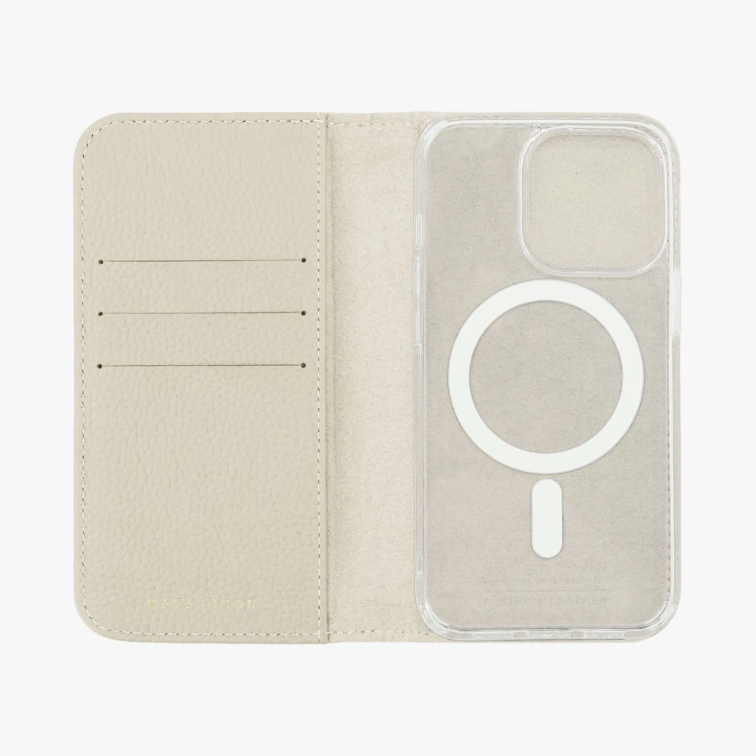 iPhone 15 MagSafe Leather Flip Cover with Clear Case