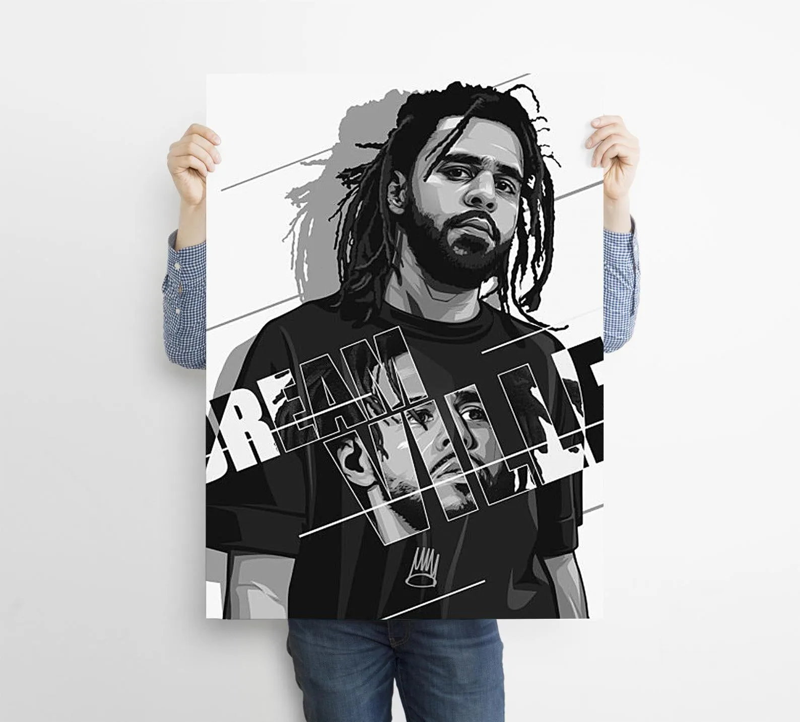 J Cole Custom Printing, Home Decor, Wall Hanging, Custom Canvas, J Cole Art, Rapper Print