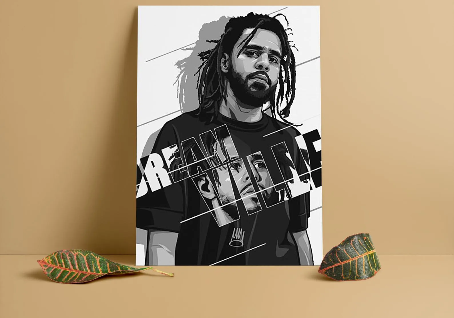 J Cole Custom Printing, Home Decor, Wall Hanging, Custom Canvas, J Cole Art, Rapper Print