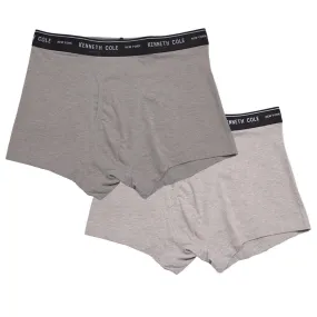 Kenneth Cole Men's 2 Pack Solid Dark & Light Heather Grey Trunks (S07)