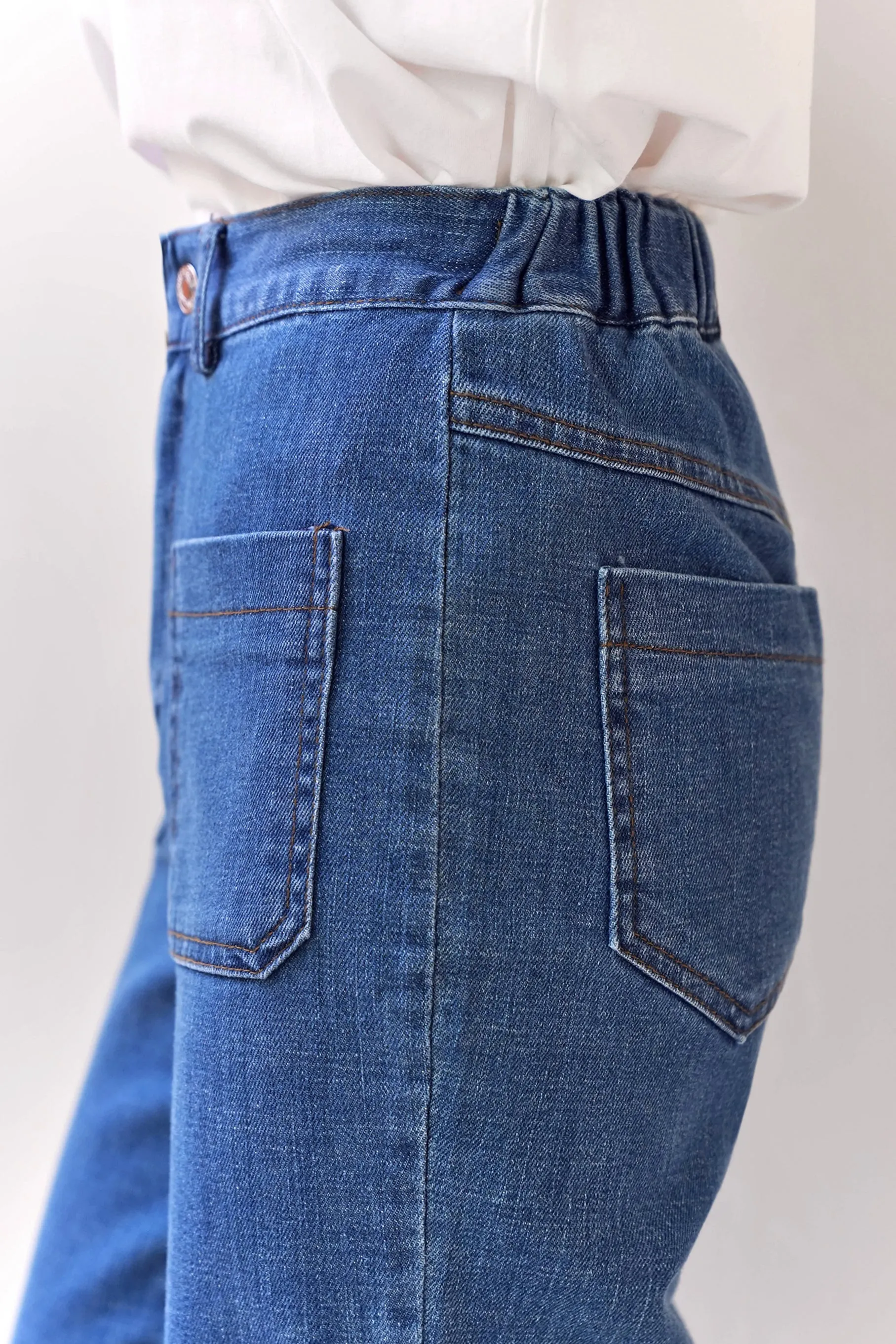 Louella Pocket Denim Jeans, Deep Blue