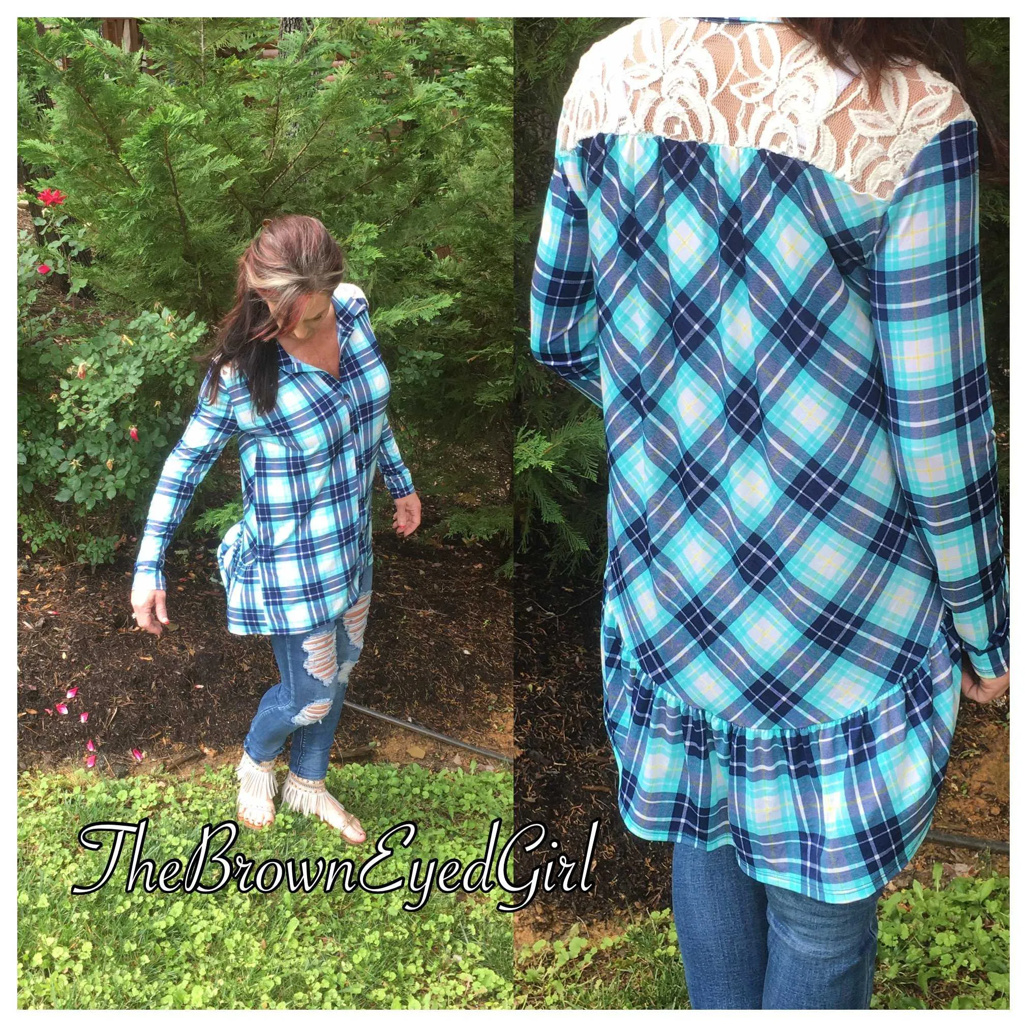 Must have Plaid Lace Tunic