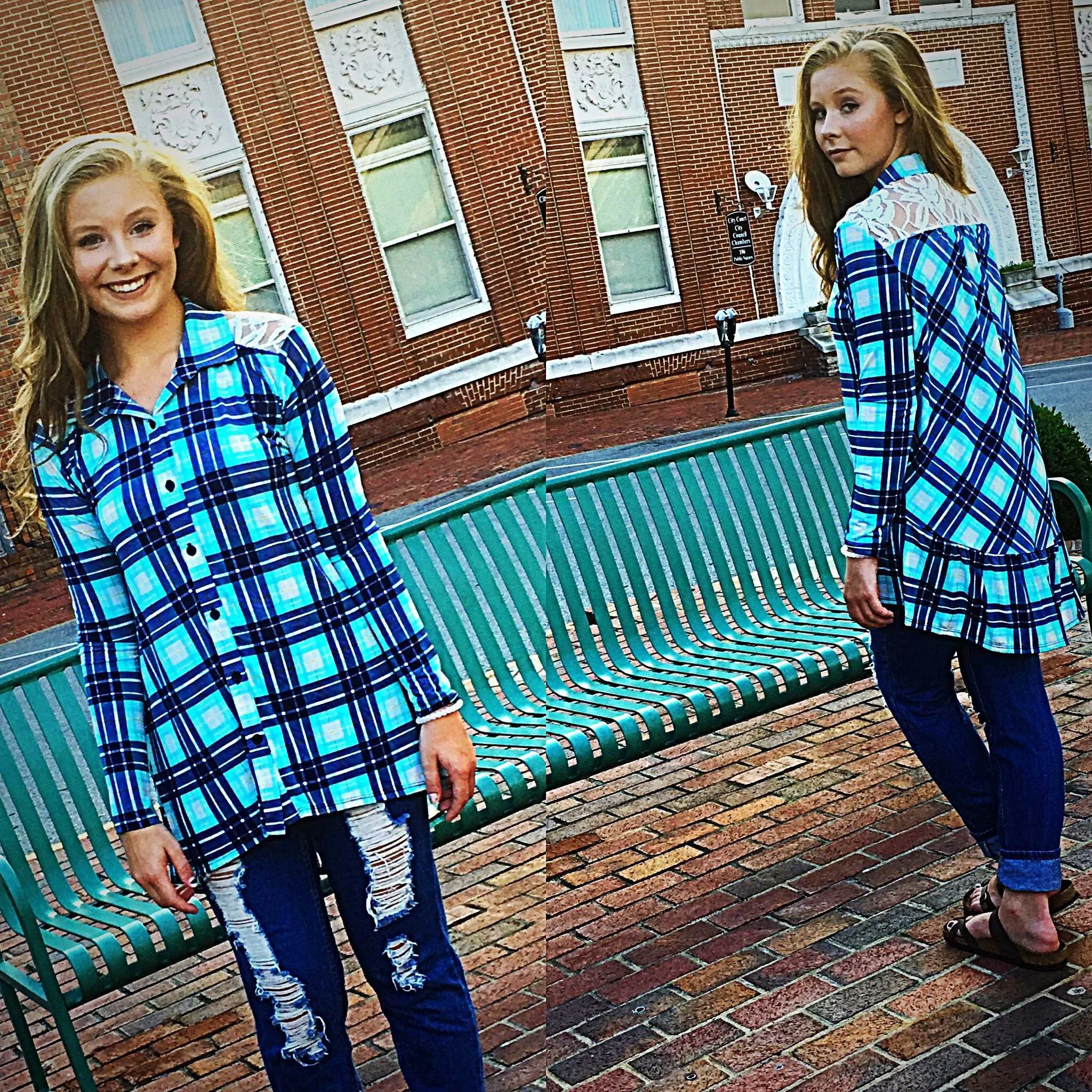 Must have Plaid Lace Tunic