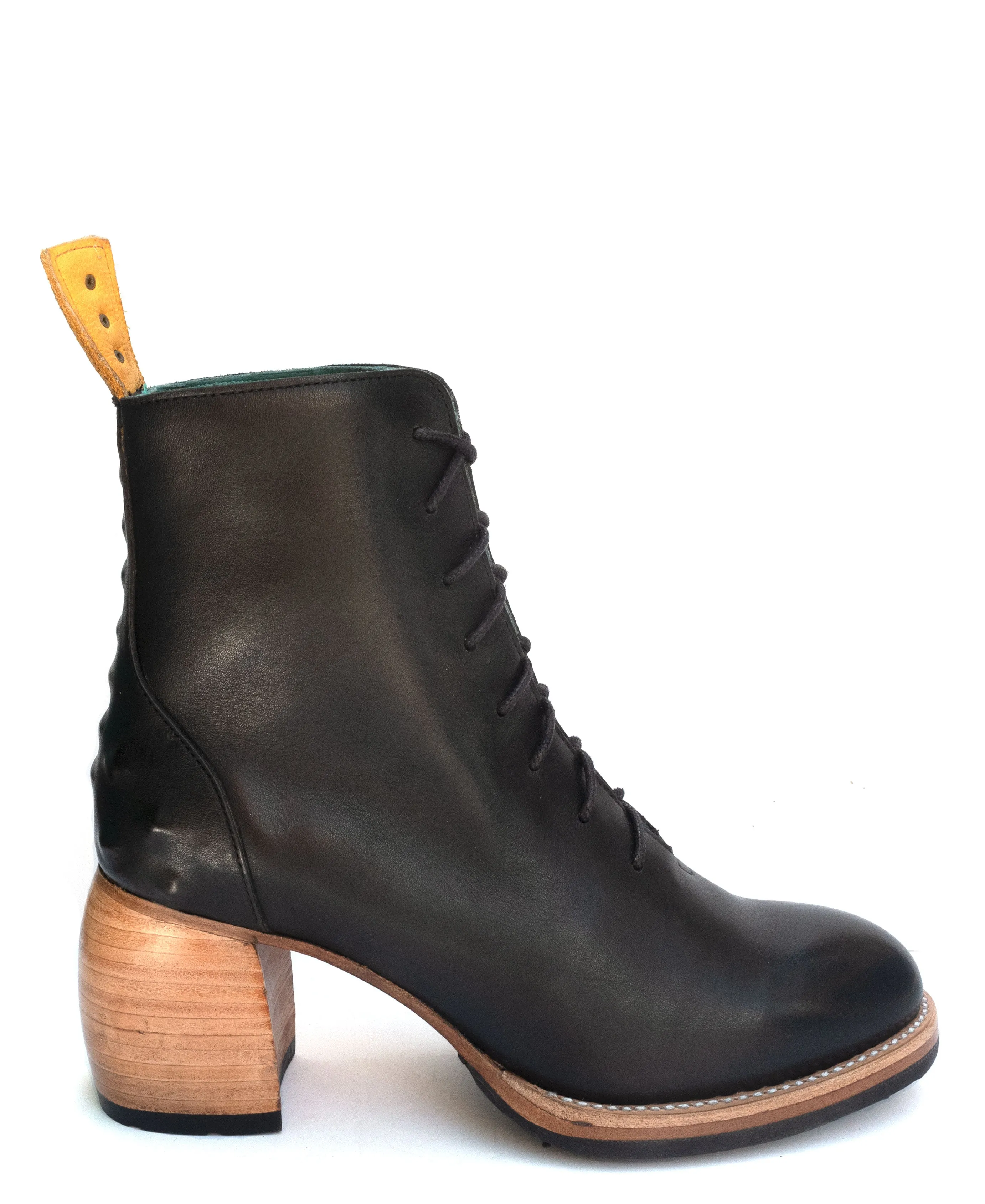 No.2036 MOTORWAY ankle lace-up boot Black leather