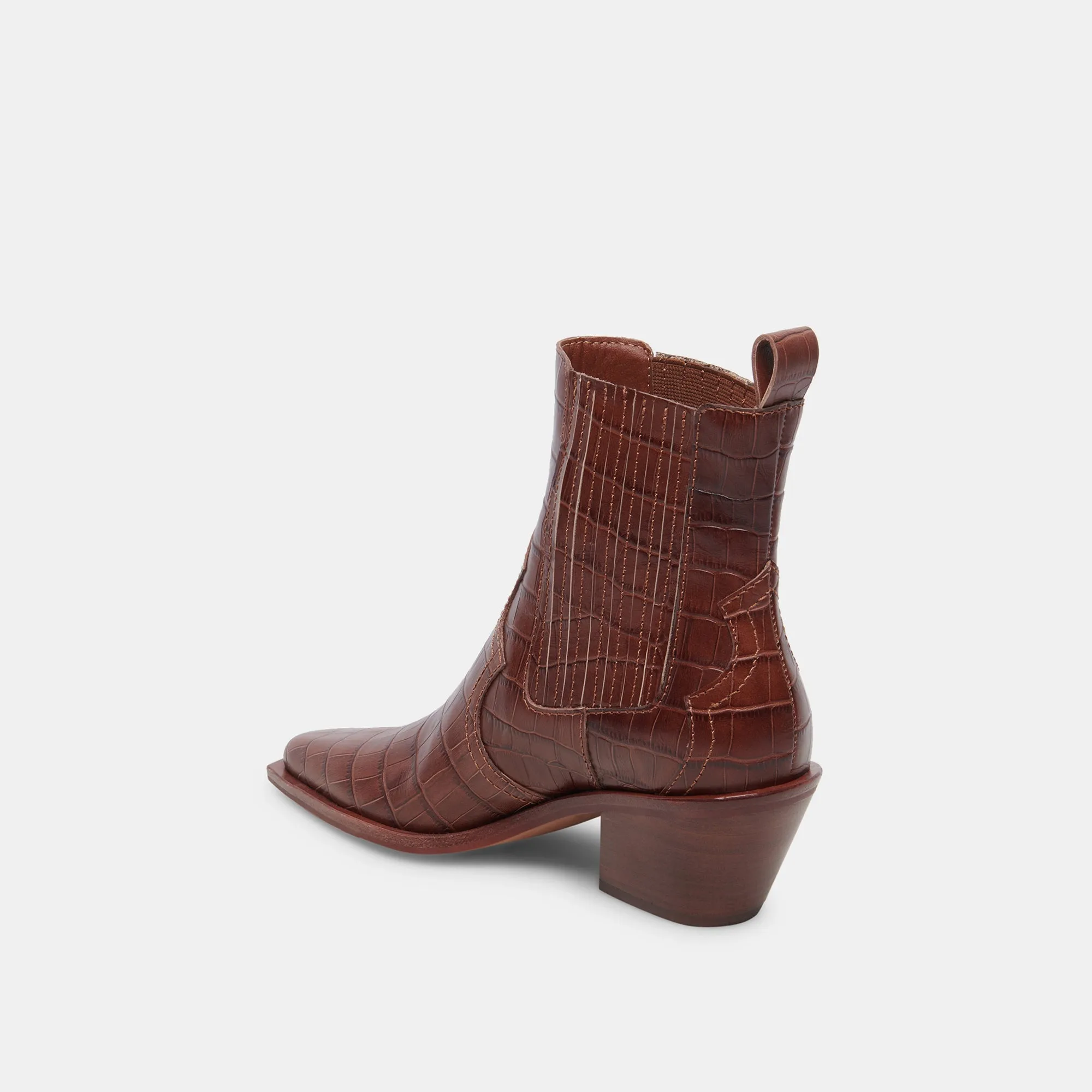 SENNA BOOTIES WALNUT EMBOSSED LEATHER - re:vita