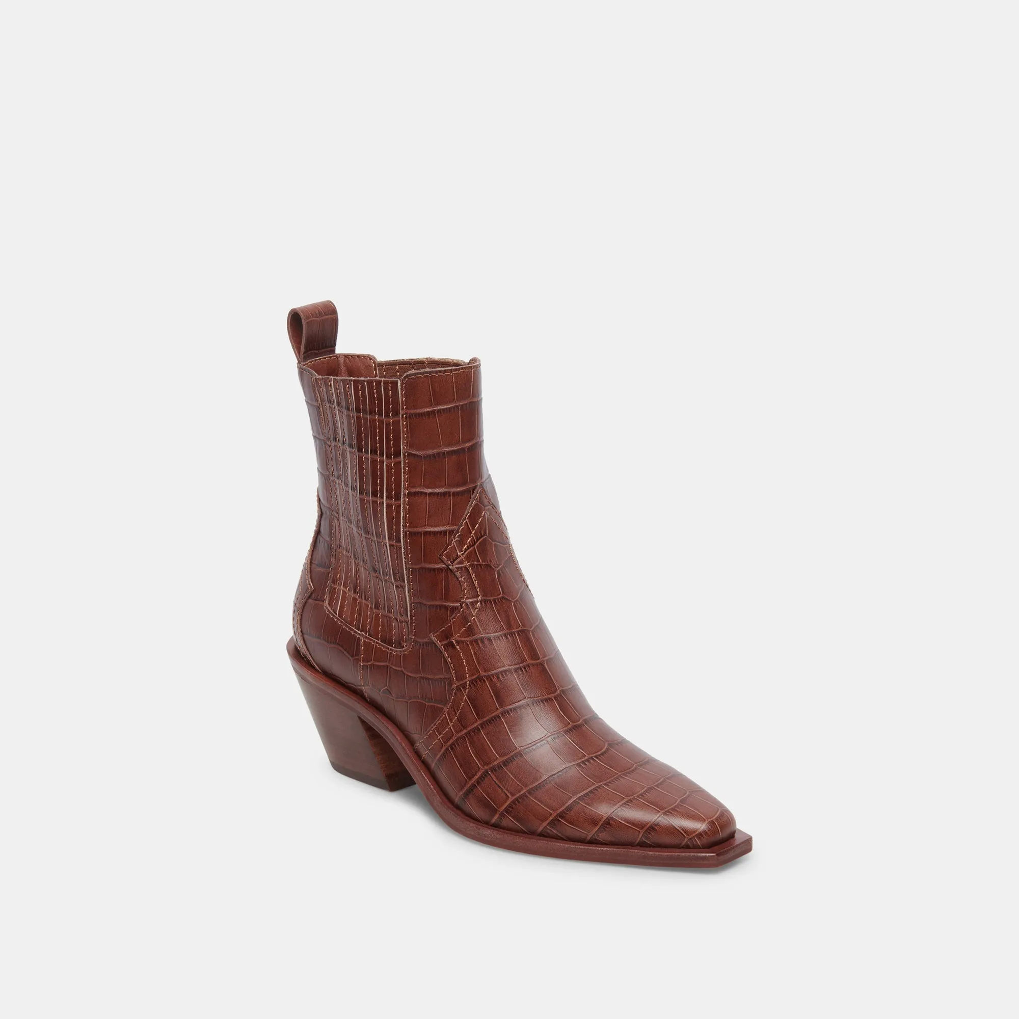 SENNA BOOTIES WALNUT EMBOSSED LEATHER - re:vita