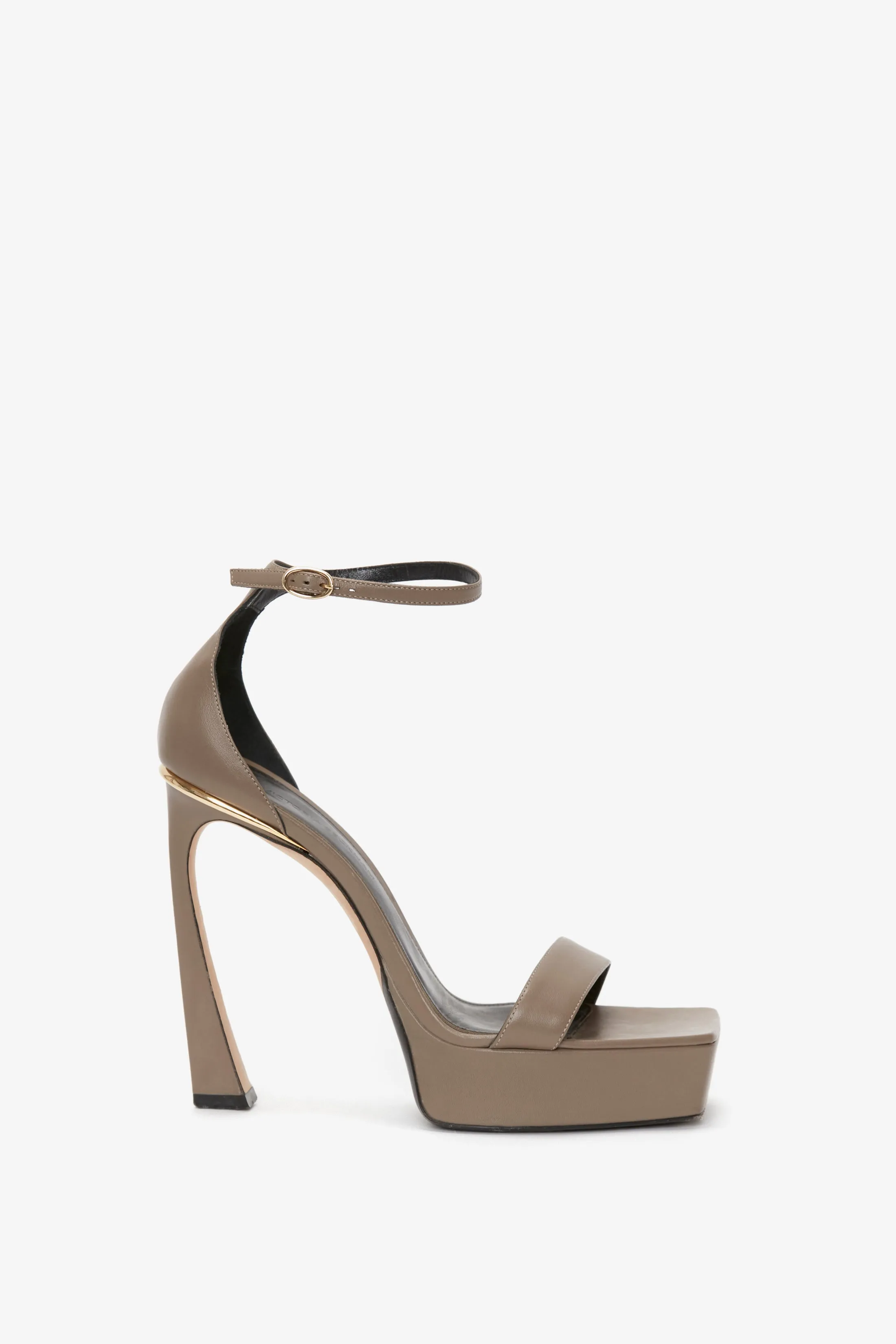 Squared Toe Platform Sandal in Beige