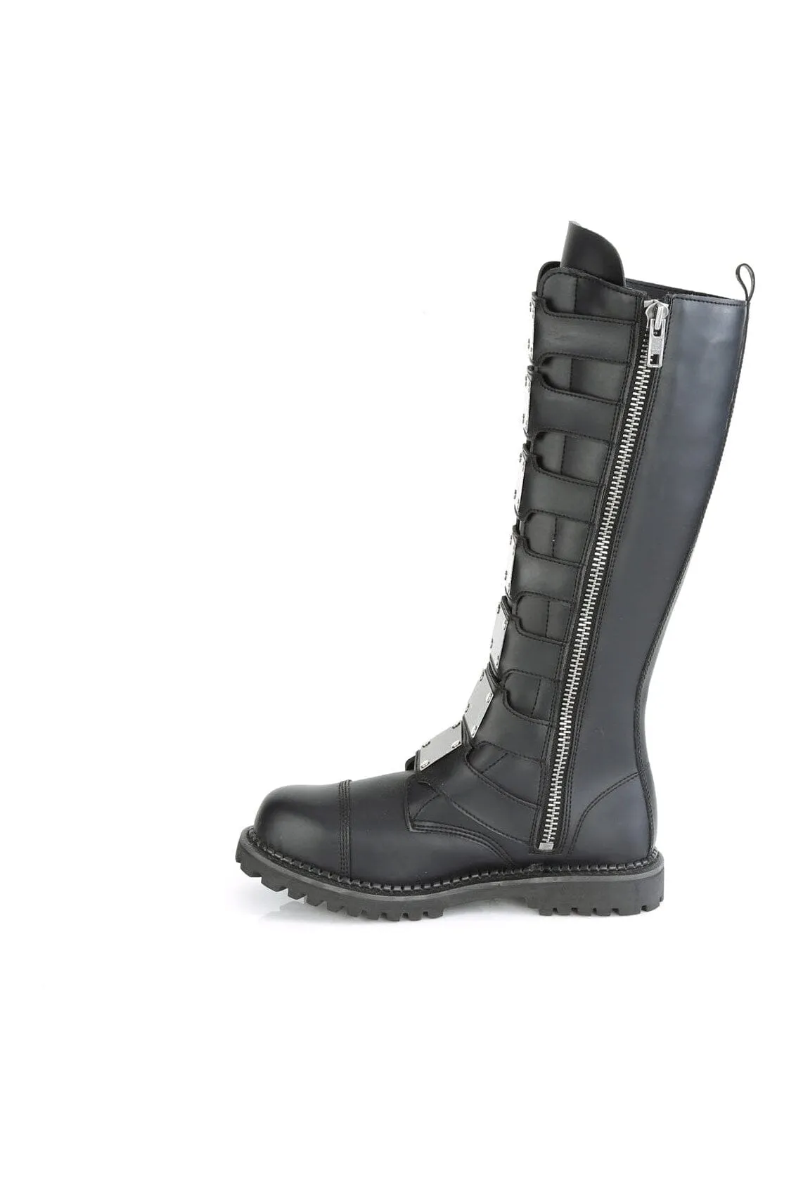 SS-RIOT-21MP Black Vegan Leather Knee Boot