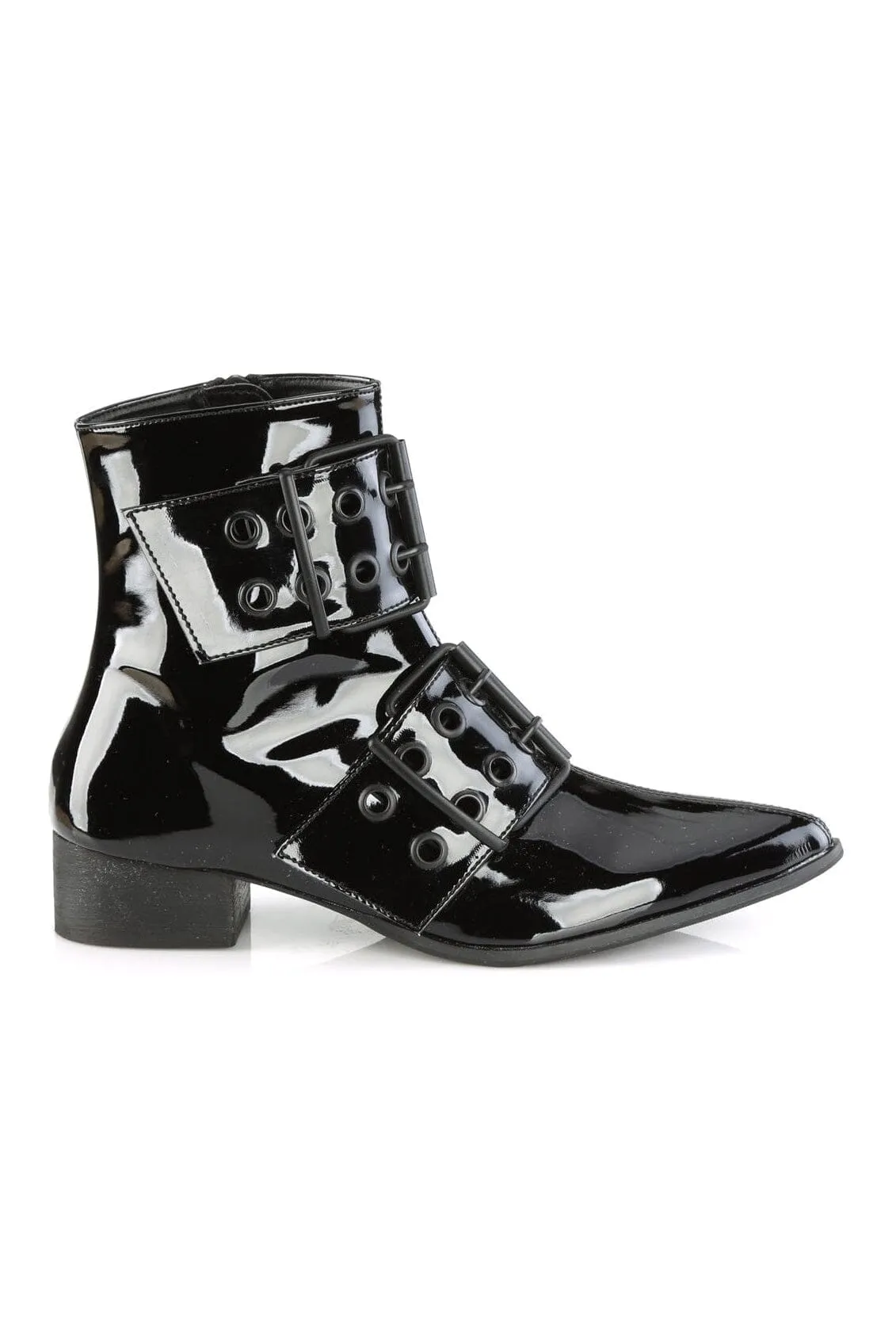 SS-WARLOCK-55 Black Patent Ankle Boot