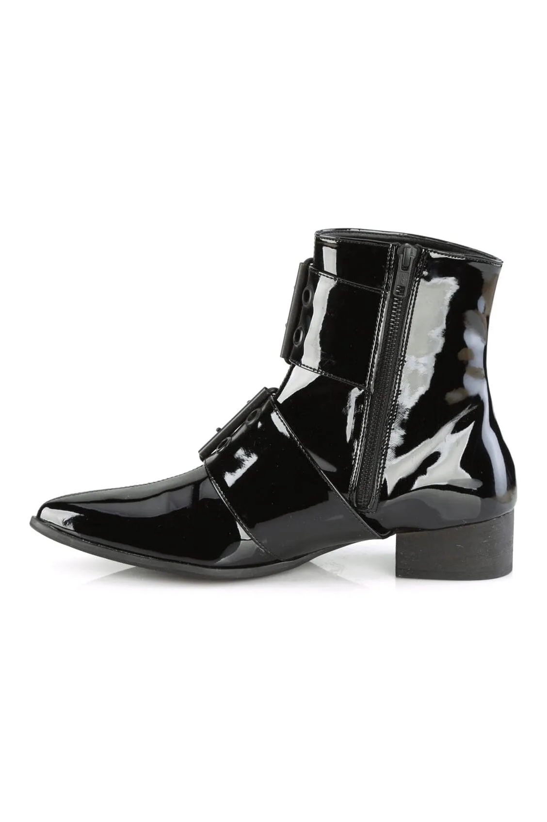 SS-WARLOCK-55 Black Patent Ankle Boot