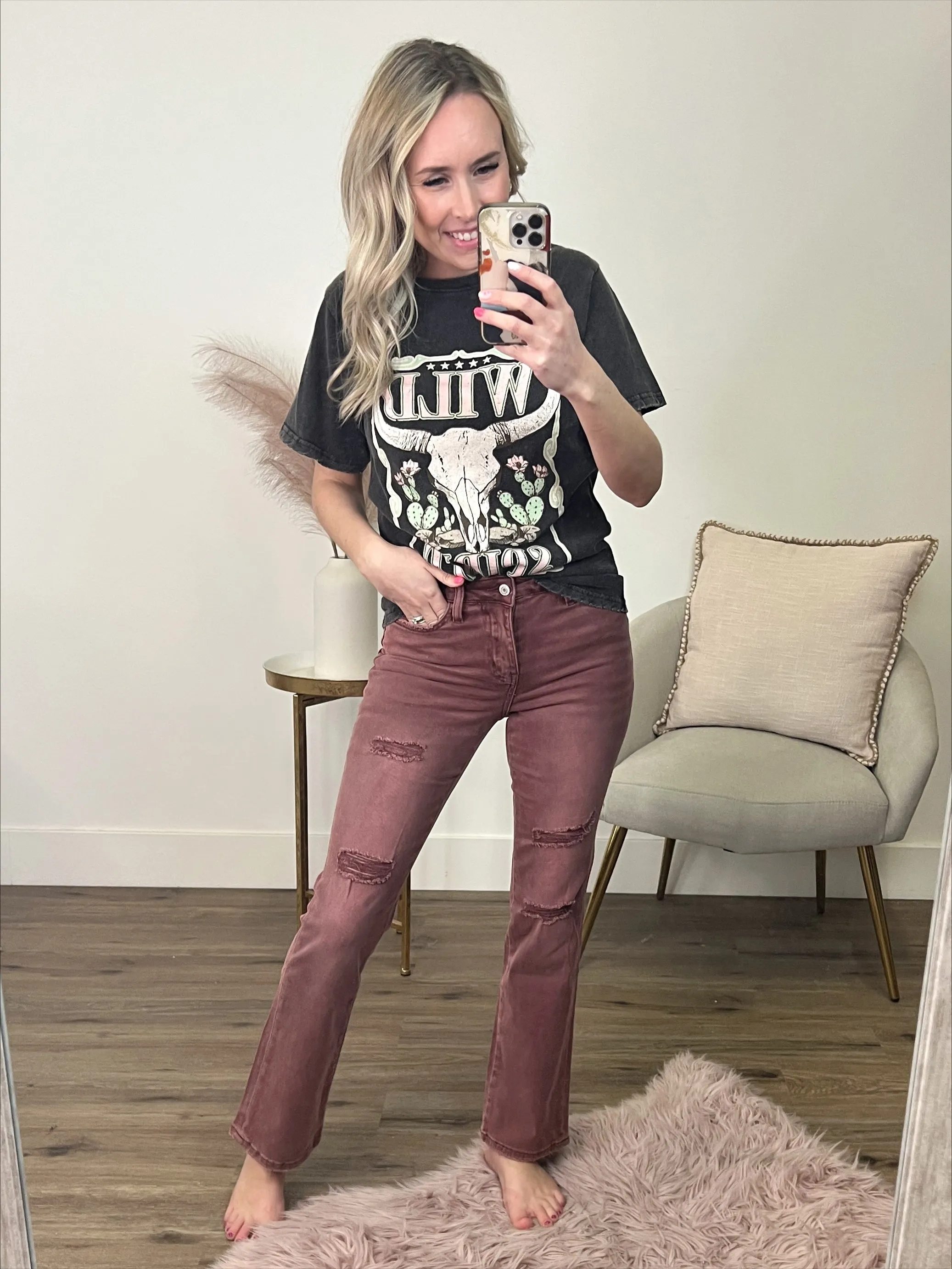 Vervet Skylar Raisin Boot Cut Jeans