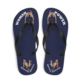 Woman Power Fabric Top Flip Flop Sandal Has Men Bow To Your Toes Midnight Blue Color with White Letters (NEW 2023-04)