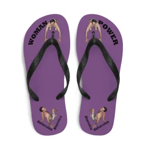 Woman Power Fabric Top Flip Flop Sandal Has Men Bow To Your Toes Purple Color with Black Letters (NEW 2023-04)