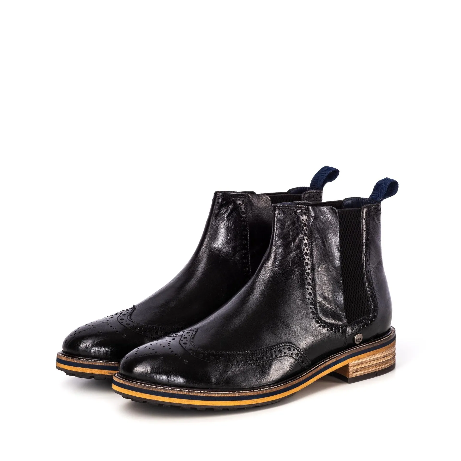 ZAK BLACK BROGUE CHELSEA BOOT